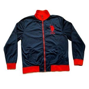 US Polo Assn. Full Zip Superior Quality Bomber Jacket Fleece Lined Logo L‎ EUC